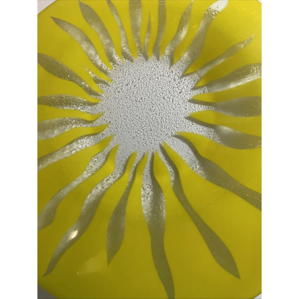 Villeroy & Boch Flora Vitrum Yellow Sunflower Fused Glass Salad‎ Bowl Plate VTG